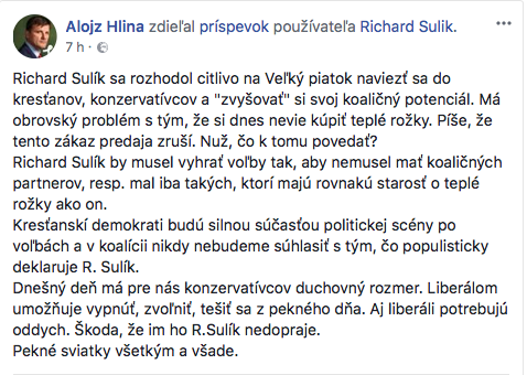 Snímka obrazovky 2018 03 30 o 22.01.46 Hlina sa obul do Sulíka: Zabudni na teplé rožky na Veľkú Noc