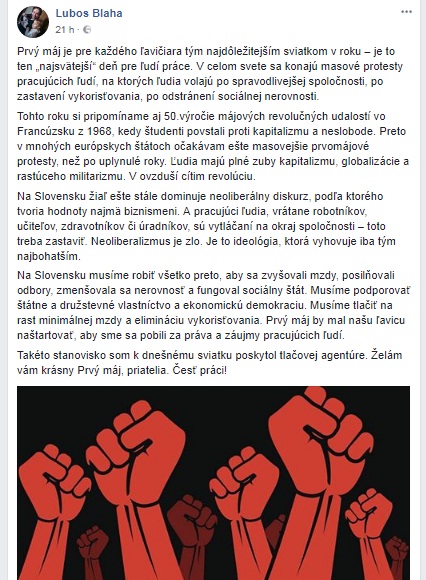 Luboš Bláha Želám vám krásny Prvý máj, priatelia. Česť práci! blaha Luboš Bláha Želám vám krásny Prvý máj, priatelia. Česť práci!