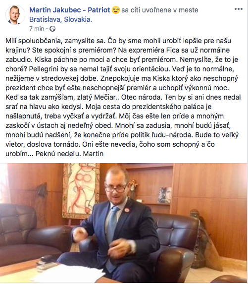 Snímka obrazovky 2018 09 30 o 8.13.53 Jakubec: Pellegrini by sa nemal tajiť svoju orientáciou