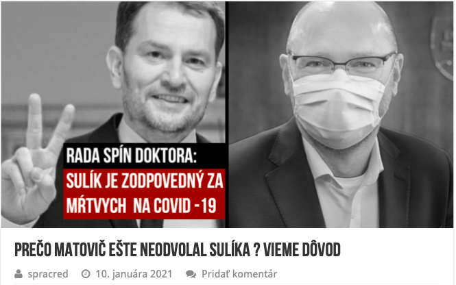 Snimka obrazovky 2021 01 10 o 13.01.59 VIEME PRVÍ: MATOVIČ podá PREZIDENTKE návrh na SULÍKovo ODVOLANIE